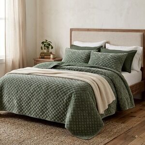 Zera Green 100% Velvet 5 piece Comforter Set Queen